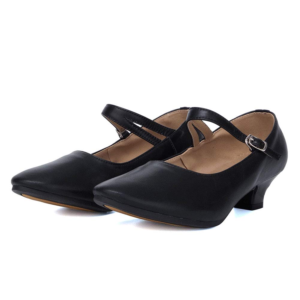 HROYL Zapatos De Baile De Cuero para Mujer Tacones De Salón con Correa De Tobillo, Modelo DYZPSD