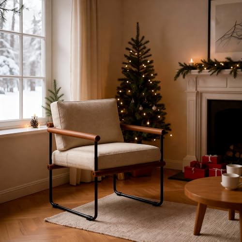 Saitedudu Sillon Relax Reclinable con Cojín, Butaca Dormitorio Estilo Moderno, Sillon Lectura Estructura Metálica Soporte 150 kg para Salón Dormitorio u Oficina