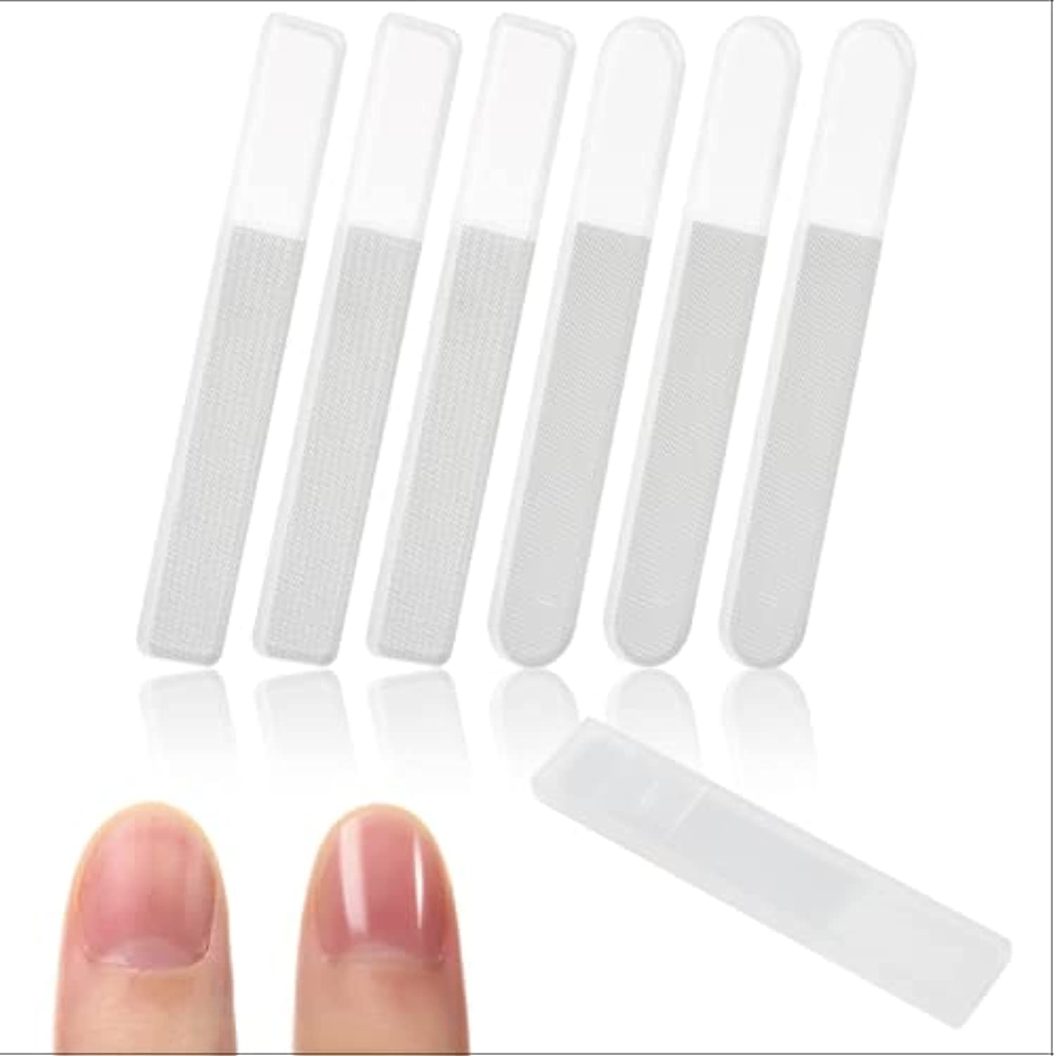 6 Pieces Nano Glass Nail Files Crystal Nail Shine Buffer Polisher Crystal Glass Nano Nail File with Case for Natural Nails