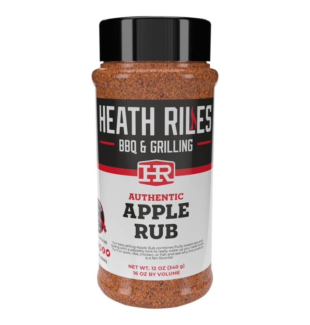 Heath Riles BBQ Rub - Apple Seasoning, Champion Pitmaster Recipe, Legendary Rubs For Smoking & Grilling, 80+ BBQ Championships, 12 oz.