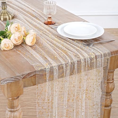 Amazon.com: Gauze Table Runner Metallic Foil Cheesecloth Fabric: 120 ...
