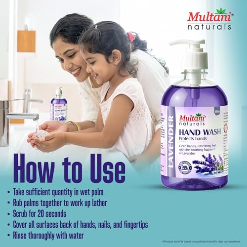 Image of Multani Natural Lavender Hand Wash - 500 ml (Pack of 2) | Gentle Hand Cleanser With Natural Ingredients | Moisturizing Hand Wash | 99.9% Germ Protection Liquid Hand Wash