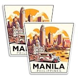 Manila Philippines Fridge Magnet 4 Inch 2-Pack Vinyl
