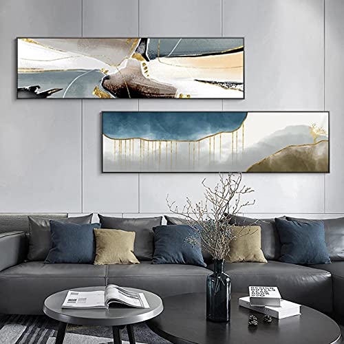 Toile peinture art abstrait marbre moderne 30x120cm lot de 2