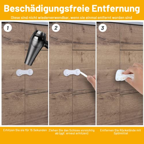 Kindersicherung Schrank Schubladen 6 Stück, Baby-Proofing-Baby-Sicherheitsschlösser, Schranksicherung Baby, Schrankschloss für Babys Kinder für Möbel, Küche, stark klebend, kein Bohren, langlebig – Bild 7