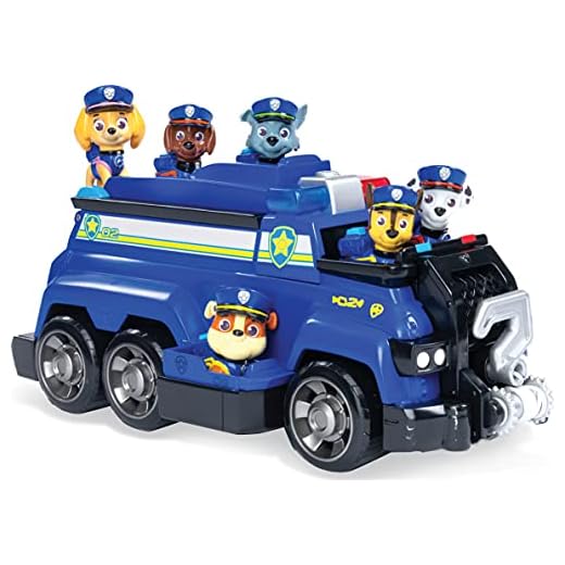 Paw Patrol, Chase’s Total Team Rescue Police Cruiser Vehicle with 6 Pups, For Kids Aged 3 & Up