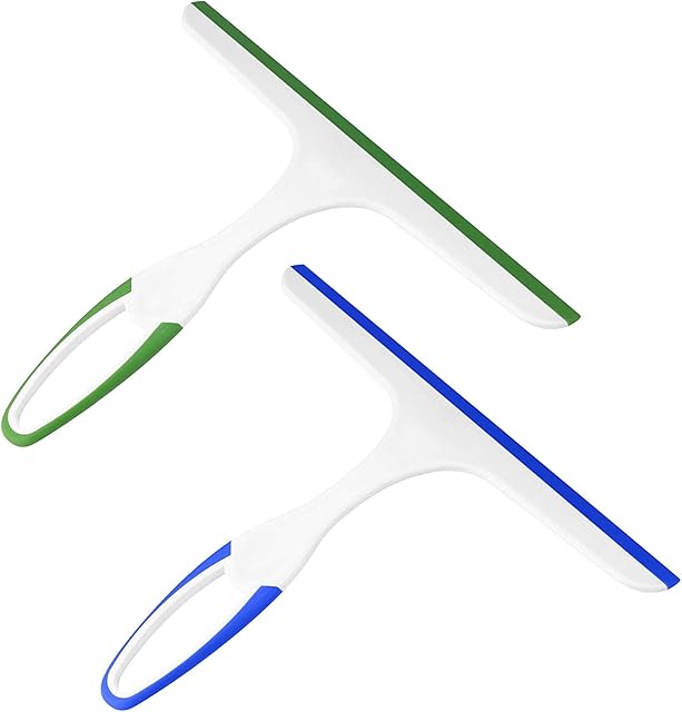 Squeegee, Multi-Purpose Shower Glass Rubber Squeegees Silicone/Rubber Window Cleaner Squeegee Plastic Car Windshield Cleaning Squeegee for Bathroom Mirror Glass Window Floor - 2 Pack