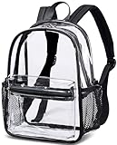 Clear Mini Backpack for Stadium Events 12x12x6 Approved Small Transparent Backpacks Plastic See Through Clear Bag for Concerts Work Festival Security Travel