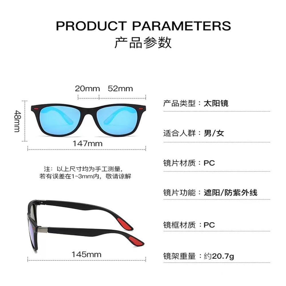 Gafas de sol cuadradas unisex para conducir y pescar, para hombre y mujer, gafas de sol de moda antirreflejos.