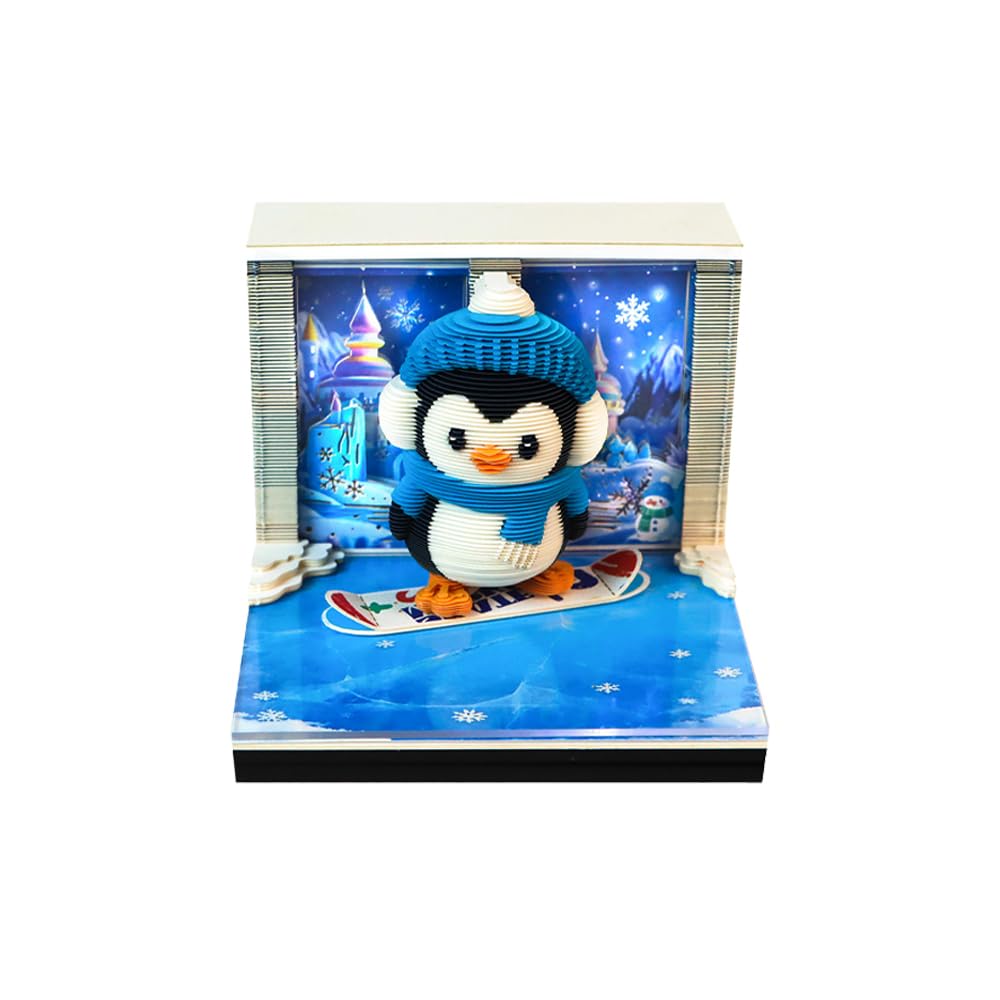 3d Calendar 2027,Panoramic Art Paper Carving,Combined With Paper Carved Lights And 3d Calendar,Suitable For Note Taking,Decorative Ornaments,Holiday Gifts (penguin)