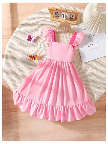 SOLY HUX Toddler Girl's Dress Ruffle Sleeve Square Neck Bow Summer Cute Swing Short Dresses2
