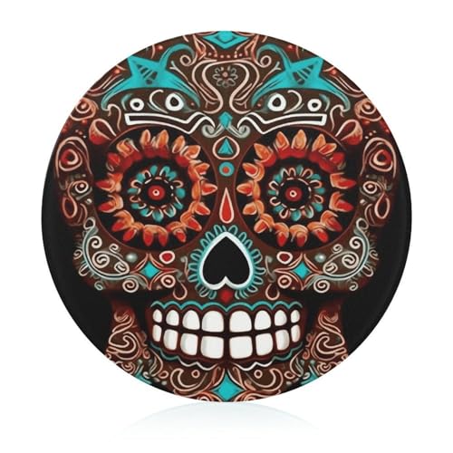 Tabla de Cortar Redonda Sugar Skulls Día de Muertos, Fácil de Limpiar, para Cocina, Tamaño Grande 7,9 pulgadas, Ideal para Carnes y Verduras miniatura 1