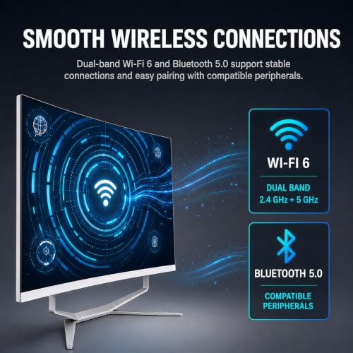 Image of All-in-one PC, 27 Curved FHD Screen, -5~15 Adjustable Display, Ultra Slim