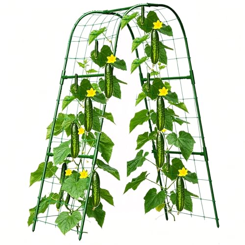 Cucumber Trellis for Raised Bed, U-Shape Garden Trellis for Climbing...