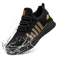 FLOWING PLUME Basket Homme Imperméables Chaussure Sport Runnig Étanche Chaussures de Marche Respirant Léger Walking Fitness Sneakers(Noir Orange,43.5EU)