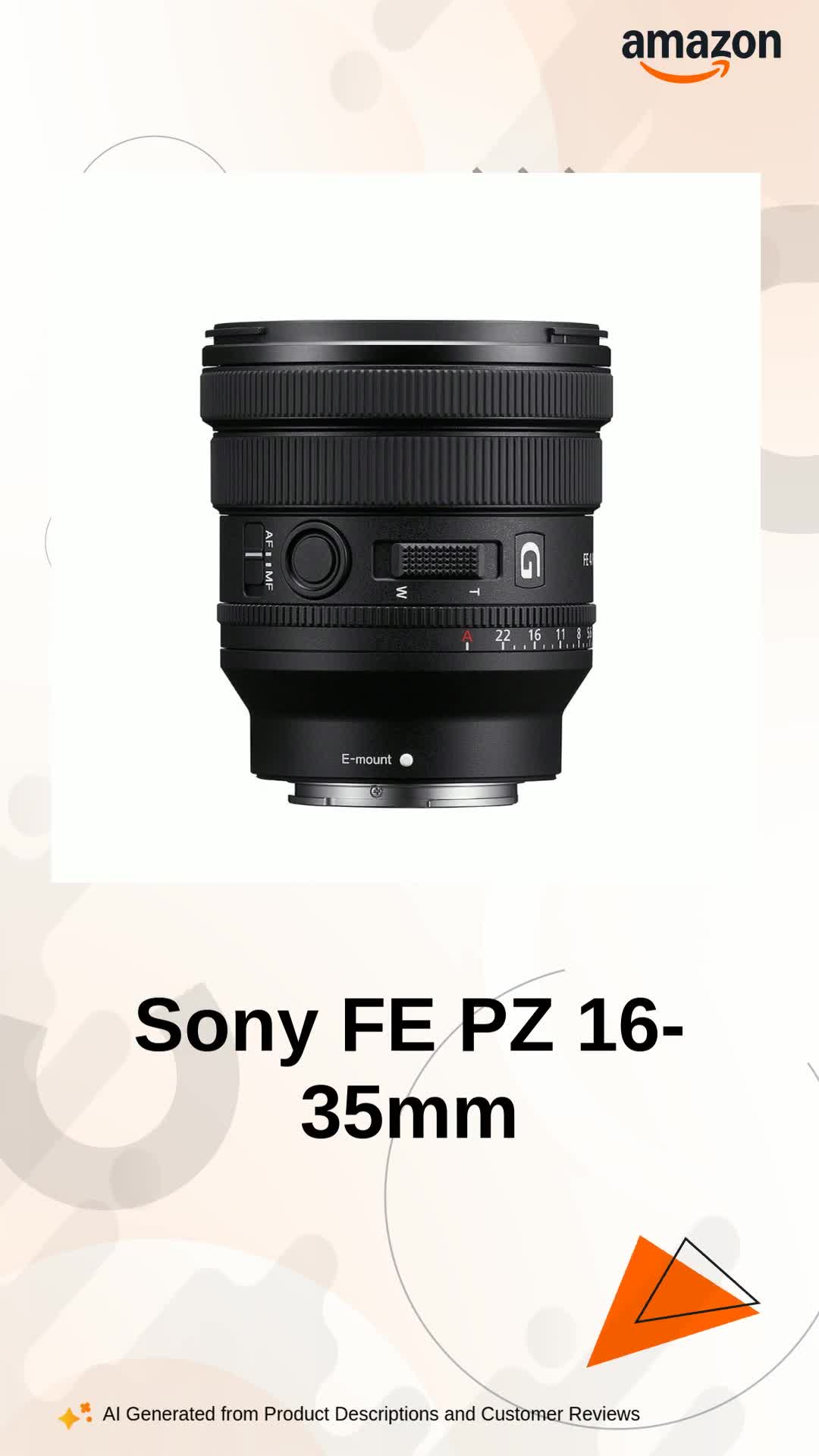 Sony E Mount FE PZ 16–35mm F4 G Full-Frame Lens (SELP1635G
