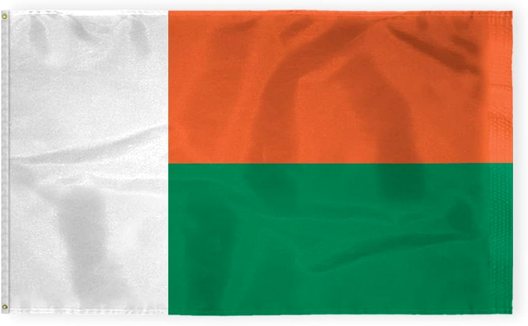 AGAS Madagascar Flag 2x3 ft Outdoor 200D Nylon Double Stitched Hem Rust Proof Brass Grommets Canvas Header