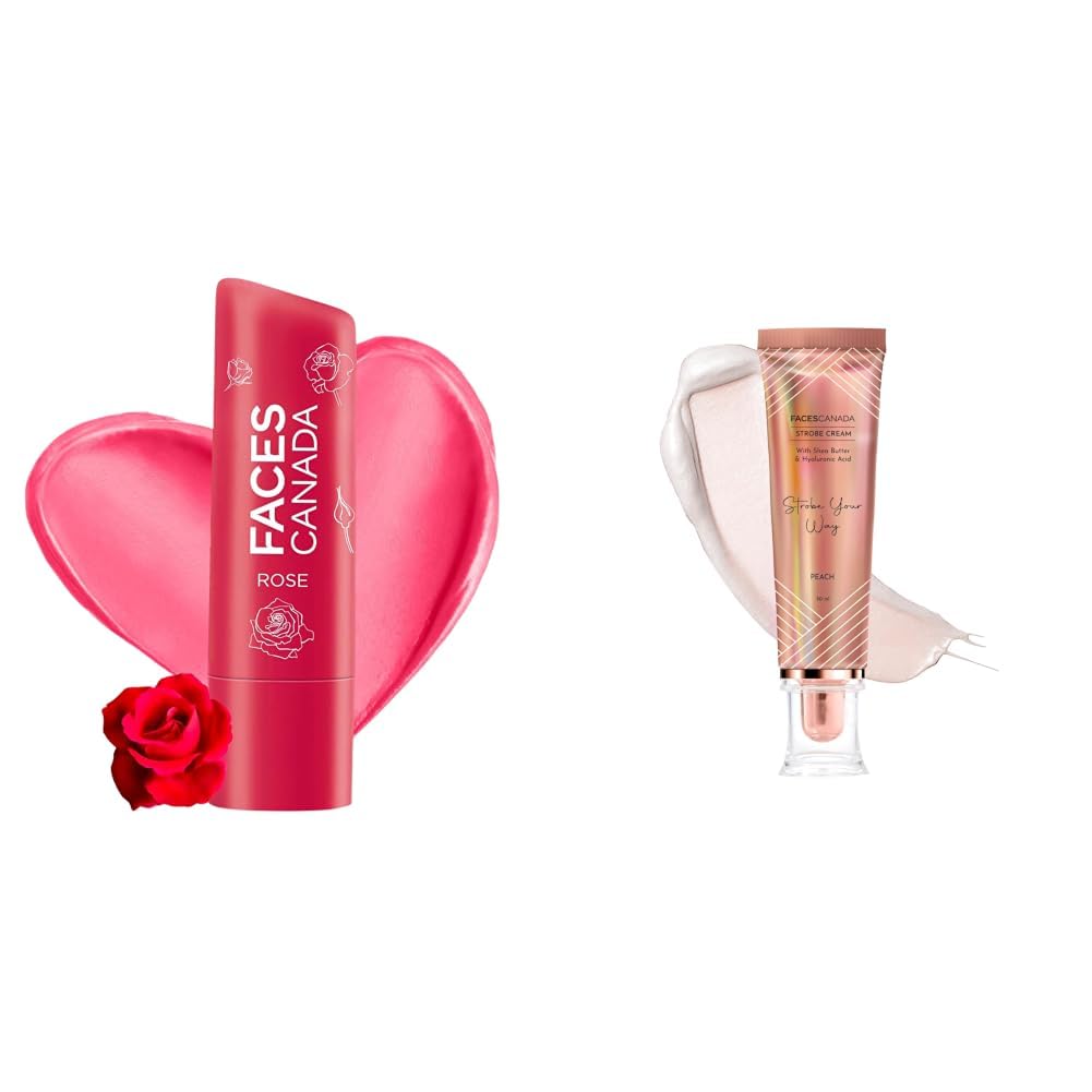 FACESCANADA Color Lip Balm - Rose Petal 03, 4.5g & Strobe Cream - Peach, 30ml-image-47