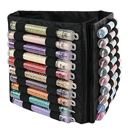 The Beadsmith Bead Tube Tower – Mini Storage Unit – 6.5 Inches, Folds Easily For Storage Or Travel – Holds Large And Small Bead Tubes – Clear Zippered Pouch …