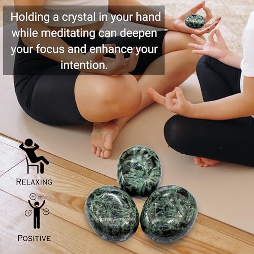 Image of Amazing Gemstone Flower Stone Crystals and Healing Stones - Large Palm Stone Crystals Piedra - Crystal for Good Luck,Balanced Positive Energy,Meditation - Unique Stocking Stuffers and Birthday Gifts