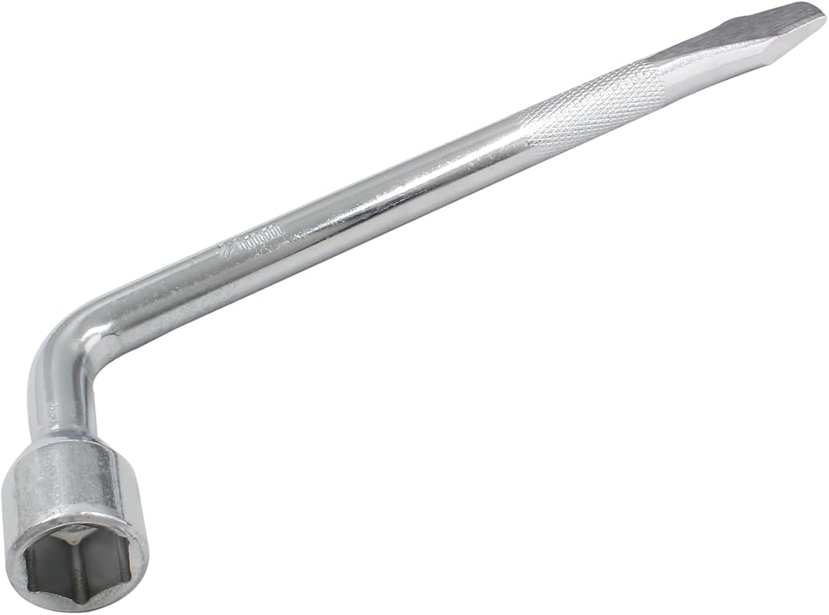 Piutouyar 21mm Car Spare Tire Wrench, Heavy Duty Tire Lug Wrench | Hexagon Slotted End Socket, L-shaped Repair Tool