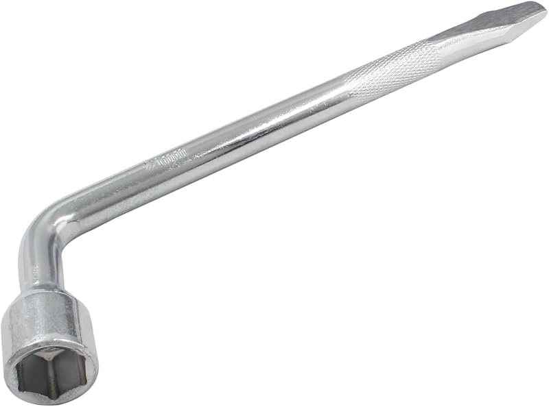 Piutouyar 21mm Car Spare Tire Wrench, Heavy Duty Tire Lug Wrench | Hexagon Slotted End Socket, L-shaped Repair Tool