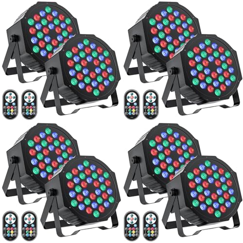 GdjRttk 8PCS Focos Par LED DMX 7CH, RGB 36 LED Luces de Escenario con Control Remoto, 72W Luz de Discoteca con 7 Modos de Iluminación para Fiestas Escenarios Bares Halloween Navidad
