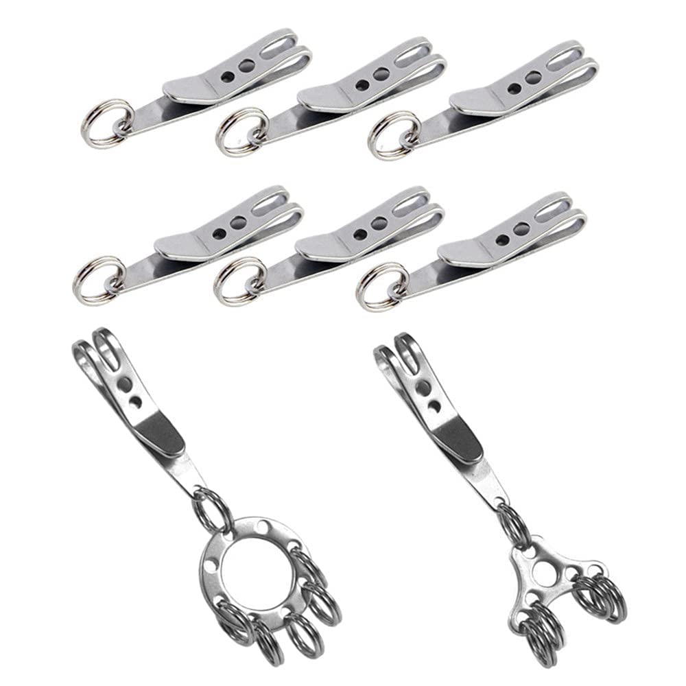 10 Pcs Keychain Suspension Clip Stainless Steel Outdoor Suspension Clip Multifunction Key Suspension Tool Pocket Clip for Key and EDC Outdoor Tools