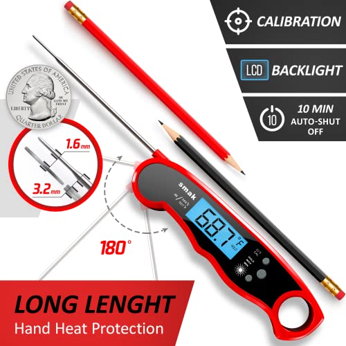 Digital Instant Read Meat Thermometer - Waterproof Kitchen Food Cooking Thermometer With Backlight Lcd - Best Super Fast Electric Meat Thermometer Probe For Bbq Grilling Smoker Baking Turkey (Black) #TOP2