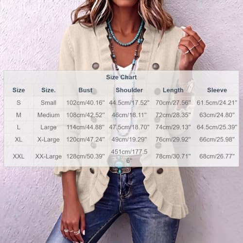 Women's Open Front Cardigan Sweater Ruffle Peplum Long Sleeve Knit Sweater - image 4
