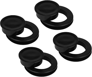 SAVITA 4 Sets 2 Inch Patio Table Umbrella Hole Ring and Cap, Standard Size Silicone Umbrella Hole Plug and Cap for Glass Patio Garden Beach Table (Black)