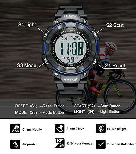 image for JEDIR Men's Digital Sports Wrist Watch for Men, Large Face LED Backlig