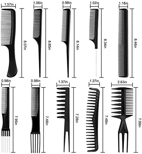 10 Pcs Hair Combs Set Wide Tooth Comb Anti-static Barber Comb Fine Hair Styling Comb Professional Hairdressing Comb Detangling Combs Rat Tail Comb for Long Wet Thick Curly Hair Men Women Salon & Home