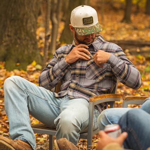 Field & Stream Men's Bismuth Acrylic Plaid Flannel Shirt, Gray Line Plaid, Medium
