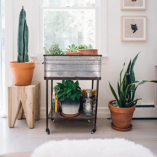 Creative-Co-Op-Metal-BucketPlanter-on-Stand-with-Casters Creative Co Op Metal BucketPlanter on Stand with Casters