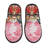 [Mineye] 秋冬部屋用 アニメ綿スリッパ ひな祭り 雛人形 雛祭り ひな人形 滑り止め 静音 スリッパ 室内 ハウススリ ス用 ルームシューズ 洗いやすく男女兼用 おしゃれ 室内履き軽くて磨耗に強く柔らかい M