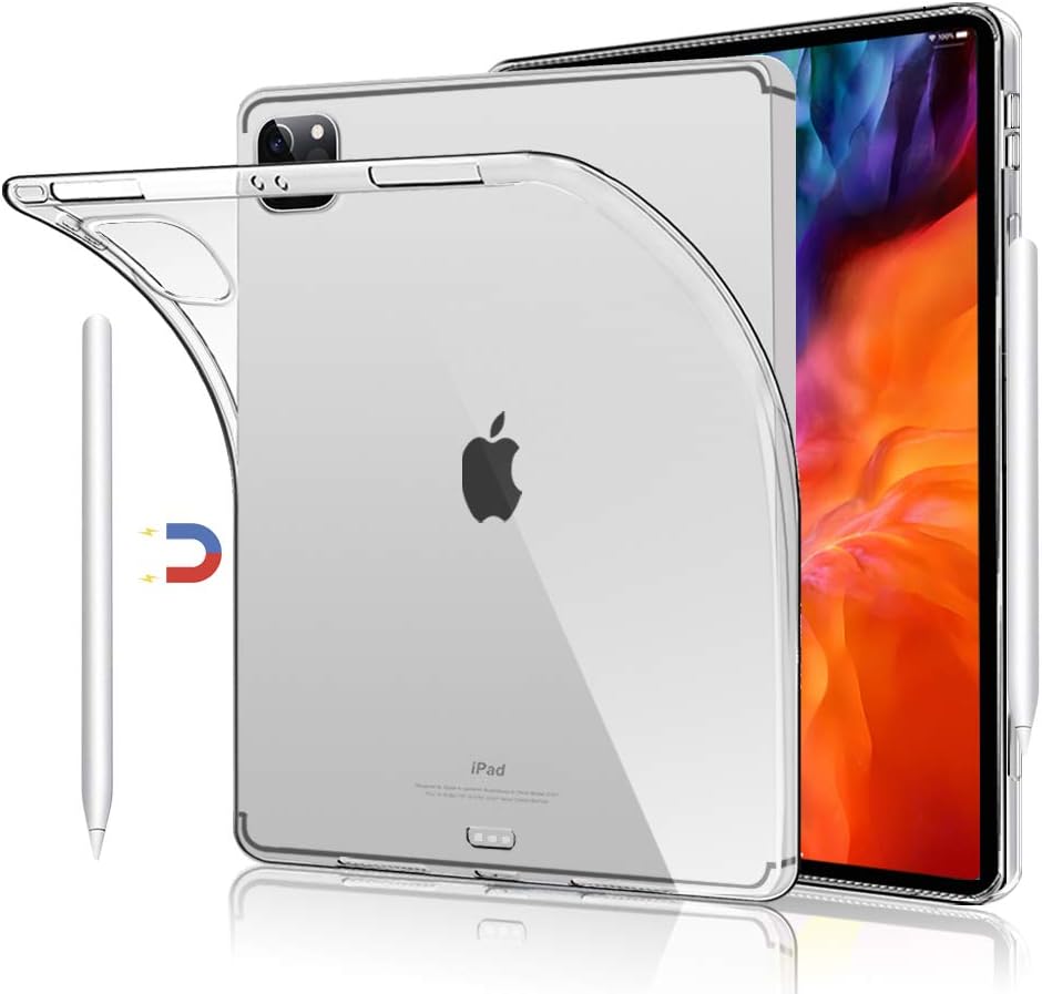 Clear Back Cover Cases for iPad Pro 12.9 inch 4th Generation 2020 and 3rd Generation 2018, Support Apple Pencil 2nd Gen Charging, Case for iPad Pro 12.9" 4th/3rd Gen