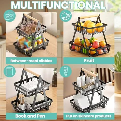 Cesta de frutas para mesa de comedor moderna y soporte de verduras funcional 7