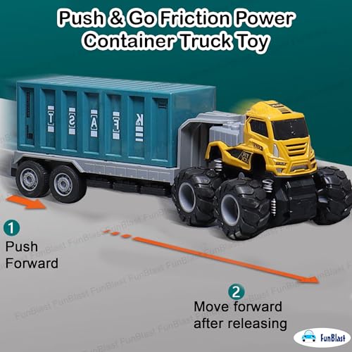 Image of FunBlast Container Truck Toy for Kids - Push & Go Friction Power Container Truck Toy for Kids, 1:43 Scale Model 4X4 Drive Die-Cast Metal Truck Toys for 3+ Year Old Boys & Girls (Style-A)