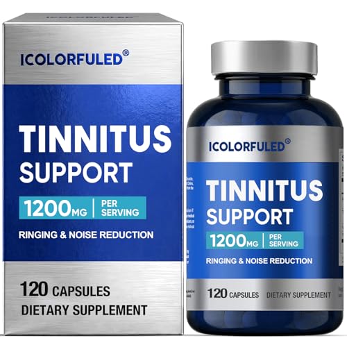 Tinnitus Relief for Ringing Ears Suplemento 1200mg - Apoyo para la Salud Auditiva y el Bienestar del Oído, 120 Cápsulas Veganas