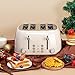 4 Slice Toaster Roter Mond Retro Stainless Steel with Bagel Defrost Cancel Function, 6 Browning Settings, Extre Wide Slot and Removable Crumb Tray, Cream, ST033