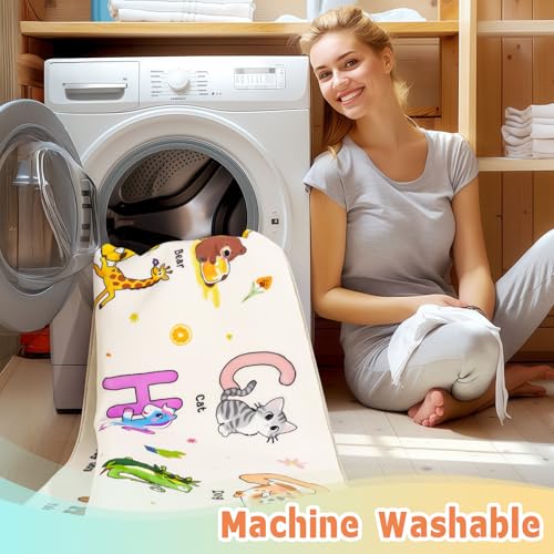 Kids Rugs for Playroom, 3x4 Feet Educational Rug for Learn The ABC Alphabet, Soft Machine Washable Non-Slip Cute Cartoon Animals Carpet for Classroom Toddler Nursery Kids Room Decor, Beige - Image 6