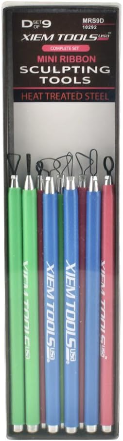 USA Complete Set of Mini Ribbon Sculpting Tools, Heat Treated Steel, Set D Includes 9 Tools (MRS9D-10292)