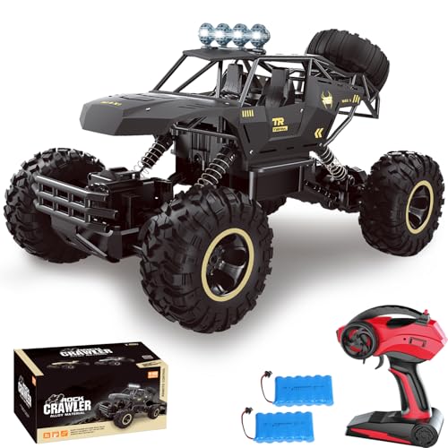 Jiakora RC Cars Remote Control Car 1:12 Off Road Monster Truck,Metal Shell 4WD Dual Motors LED Headlight Rock Crawler,2.4Ghz All Terrain Hobby Truck with 2 Batteries for 60 Min Play,Boy Adult Gifts