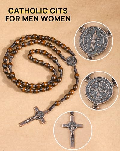 Rosary Beads Necklace Handmade Wooden Rosarios Catolicos Metal Cross For Catholic Or Christian Gift Men&Women Necklaces3
