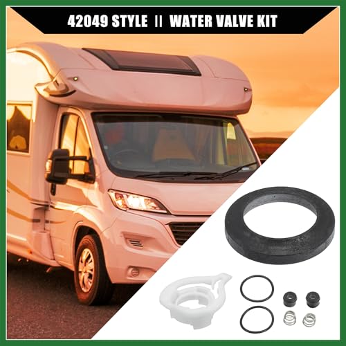 Image of Motoforti 42049 Water Valve Style II Kit for Aqua Magic Style II Permanent Toilets /Leak-Resistant RV Toilet Water Assembly Valve Kit / 1Set Long-lasting, Black, White