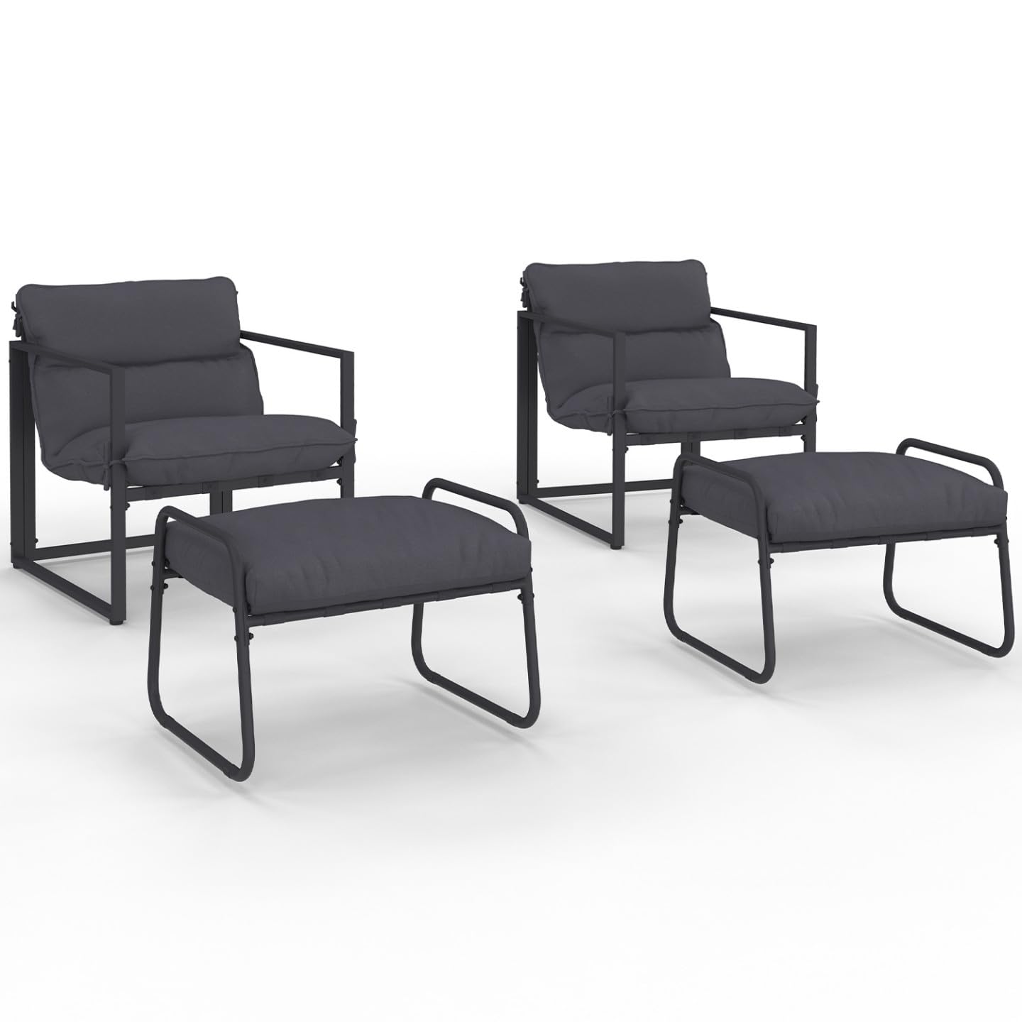 IDMarket - Lot de 2 fauteuils de Jardin Marco Gris Anthracite