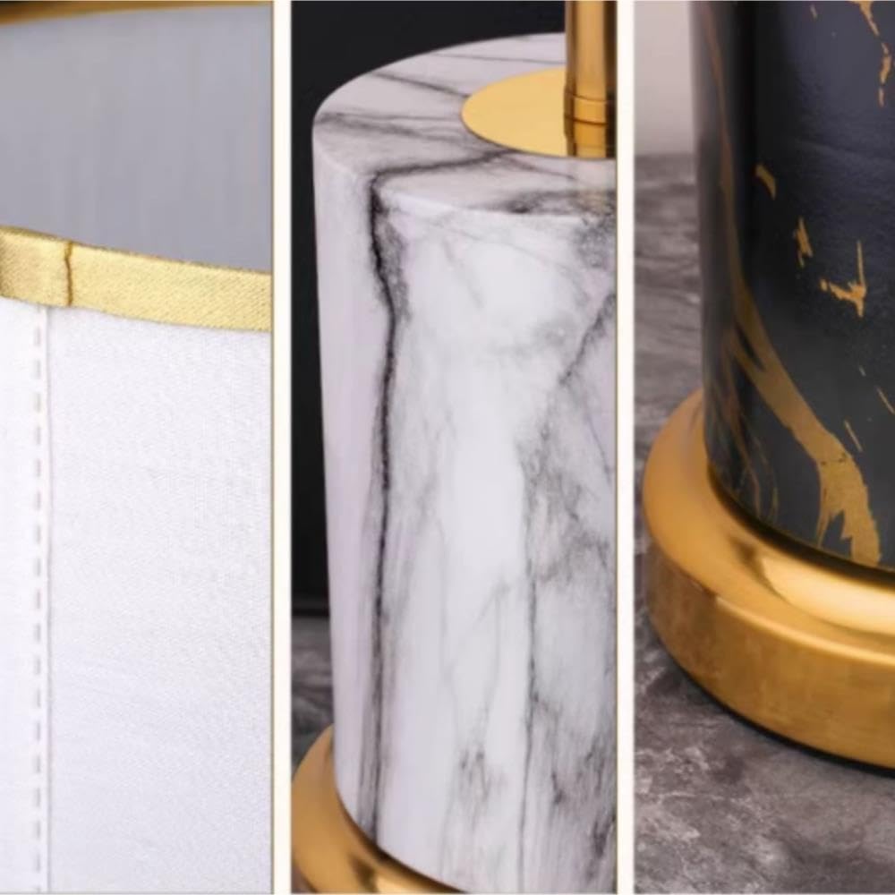 Lampada da tavolo di lusso dimmerabile, luce notturna ambientale sul | Lusso, dimmerabile, base in metallo, paralume in tessuto, luce notturna ambientale(White)