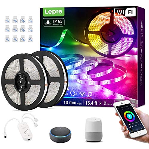 Tiras Led Exterior Impermeable Lepro Luces LED Habitacion 10M 36W, Tira LED Alexa Impermeable IP65, Luces LED Habitacion WiFi RGB Funciona con Alexa y...