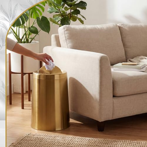 Maxdot Basurero Pequeño de Acero Inoxidable Dorado 10L miniatura 6